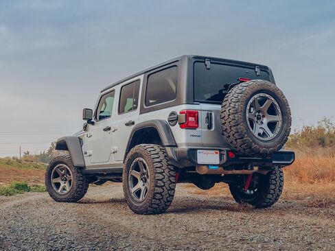 RockTrix RT112 17 inch Wheel Compatible with Jeep Wrangler JK JL 17x9 5x5 Wheels (+12mm Offset, 5.5in Backspace) 5x5 PCD, 71.5mm Bore, Black, Also fits Commander Grand Cherokee Gladiator JT Rims in Saudi Arabia