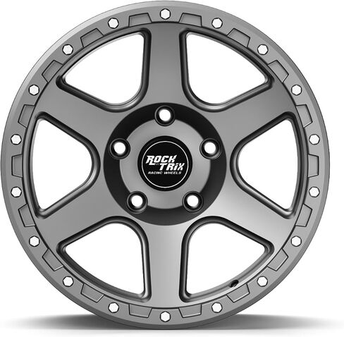 RockTrix RT112 17 inch Wheel Compatible with Jeep Wrangler JK JL 17x9 5x5 Wheels (+12mm Offset, 5.5in Backspace) 5x5 PCD, 71.5mm Bore, Black, Also fits Commander Grand Cherokee Gladiator JT Rims in Saudi Arabia