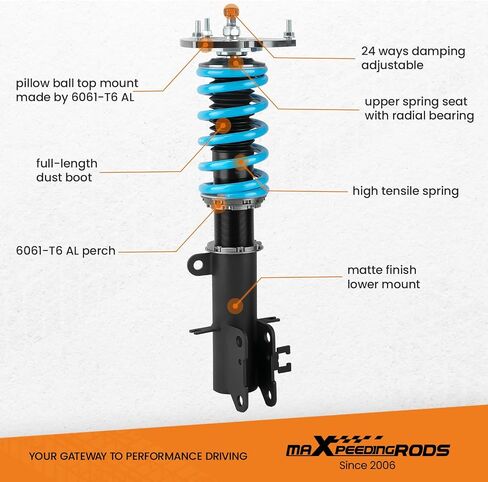 maXpeedingrods Coilover for Nissan Altima 2007-2013, for Nissan Maxima 2009-2014, 24 Levels Damper Adjustable Coilover Suspension Kit, Height Adjustment Shock Absorber, T6 Upgraded Lowering Kits Blue in Saudi Arabia