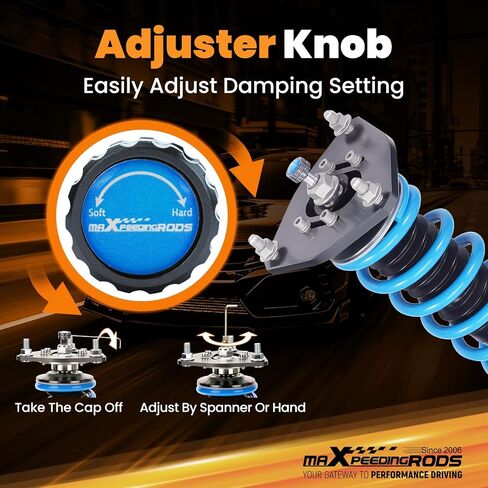 maXpeedingrods Coilover for Mitsubishi Mirage 1997-2001, 24 Levels Damper Adjustable Coilovers Suspension Kit Strut, Height Adjustable Shock Absorrber Struts, T6 Upgraded Lowering Kits Blue in Saudi Arabia