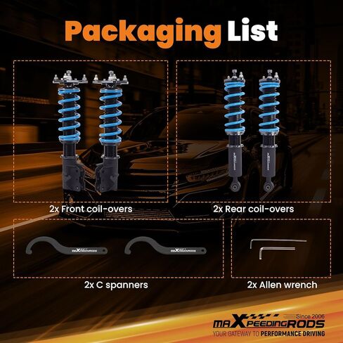 maXpeedingrods Coilover for Mitsubishi Mirage 1997-2001, 24 Levels Damper Adjustable Coilovers Suspension Kit Strut, Height Adjustable Shock Absorrber Struts, T6 Upgraded Lowering Kits Blue in Saudi Arabia
