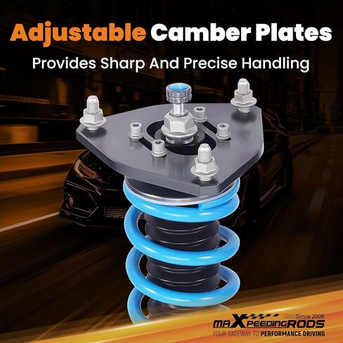 maXpeedingrods Coilover for Mitsubishi Mirage 1997-2001, 24 Levels Damper Adjustable Coilovers Suspension Kit Strut, Height Adjustable Shock Absorrber Struts, T6 Upgraded Lowering Kits Blue in Saudi Arabia
