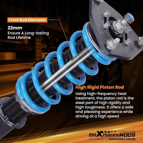 maXpeedingrods Coilover for Mitsubishi Mirage 1997-2001, 24 Levels Damper Adjustable Coilovers Suspension Kit Strut, Height Adjustable Shock Absorrber Struts, T6 Upgraded Lowering Kits Blue in Saudi Arabia