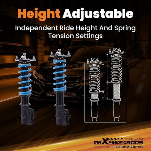 maXpeedingrods Coilover for Mitsubishi Mirage 1997-2001, 24 Levels Damper Adjustable Coilovers Suspension Kit Strut, Height Adjustable Shock Absorrber Struts, T6 Upgraded Lowering Kits Blue in Saudi Arabia
