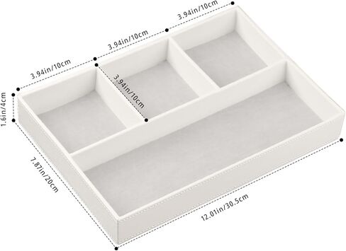 Fanousy Valet Tray Men Nightstand Organizer 4 مقصورات بو الجلود مكتب الجدول القرطاسية صندوق تخزين لمفتاح الهاتف عملة محفظة مجوهرات نظارات مستحضرات التجميل بطاقة الأعمال القلم ساعة ملاحظة ورقة in Kuwait