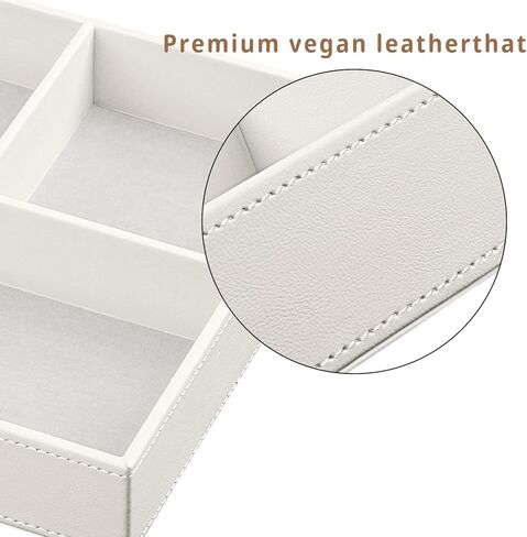 Fanousy Valet Tray Men Nightstand Organizer 4 مقصورات بو الجلود مكتب الجدول القرطاسية صندوق تخزين لمفتاح الهاتف عملة محفظة مجوهرات نظارات مستحضرات التجميل بطاقة الأعمال القلم ساعة ملاحظة ورقة in Kuwait