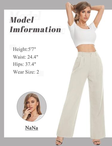 Tapata Women Wide Leg Pants High Waisted Dress Trousers Casual Elastic Pockets Business Work Slacks, Plaid Black, 18 in Kuwait