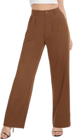 Tapata Women Wide Leg Pants High Waisted Dress Trousers Casual Elastic Pockets Business Work Slacks, Plaid Black, 18 in Saudi Arabia