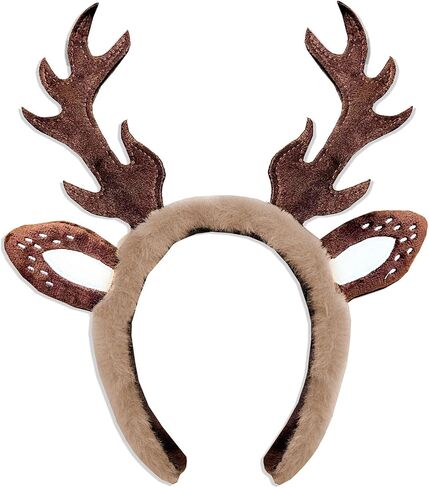 Reindeer Ears Antler Headbands for Women, Brown Deer Antlers Headband for Christmas Hair Accessories for Women in Saudi Arabia