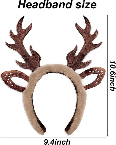 Reindeer Ears Antler Headbands for Women, Brown Deer Antlers Headband for Christmas Hair Accessories for Women in Saudi Arabia
