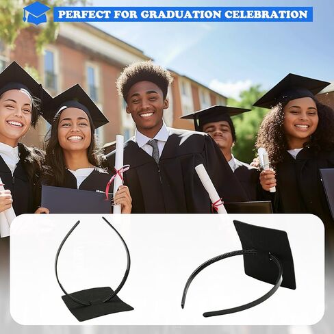 PUNCHMAN Graduation Cap Headband Insert- Black 1 Pack Firm Anti-fall Hair Band,Graduation Hat Headband Holder for Secure Grad Cap And Hairstyle,Hat Accessories for Graduates,Students,Girls in Kuwait