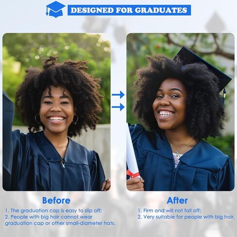 PUNCHMAN Graduation Cap Headband Insert- Black 1 Pack Firm Anti-fall Hair Band,Graduation Hat Headband Holder for Secure Grad Cap And Hairstyle,Hat Accessories for Graduates,Students,Girls in Kuwait