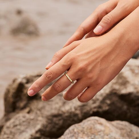 STORYJEWELLERY Gold Plated Rings for Women, Stackable Rings, Gold Plated Wedding Bands for Women, Bezel Ring, Gifts for Her in Saudi Arabia
