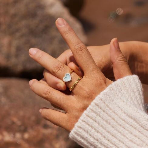 STORYJEWELLERY Gold Plated Rings for Women, Stackable Rings, Gold Plated Wedding Bands for Women, Bezel Ring, Gifts for Her in Saudi Arabia