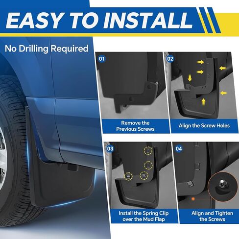 Ford F-150 Mud Flaps2020 2019 2018 2017 2016 2015 (مجموعة من 4) | واقيات رذاذ أمامية وخلفية بدون حفر | يناسب المصدات الضيقة | مادة PP + TPE | ليس من أجل رابتور/البرق/مشاعل الحاجز in Saudi Arabia