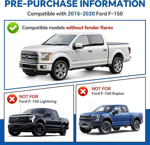Ford F-150 Mud Flaps2020 2019 2018 2017 2016 2015 (مجموعة من 4) | واقيات رذاذ أمامية وخلفية بدون حفر | يناسب المصدات الضيقة | مادة PP + TPE | ليس من أجل رابتور/البرق/مشاعل الحاجز in Saudi Arabia