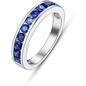 Exquisite S925 Sterling Silver Blue Sapphire Wedding Band,Sapphire Engagement Ring, Ideal September Birthstone Gift in Saudi Arabia