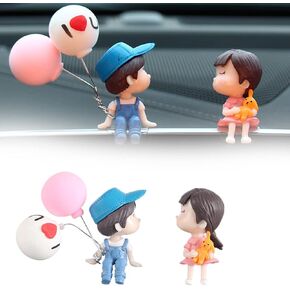 Cute Cartoon Couple Design Car Ornament - Car Dashboard Decorations, Kissing Couple Figure Figurines Balloon Ornaments (A) in Saudi Arabia