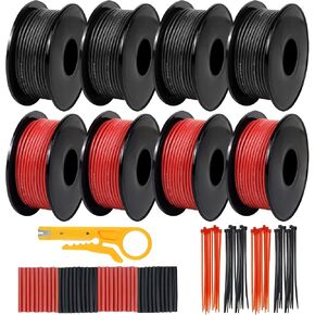 18 AWG Stranded Wire Spool, 16.5ft Each in 8 Colors - Silicone Electrical Tinned Copper Wire, 18 Gauge Flexible Hook Up Wire Kit for DIY, Automotive, Home, and Power Wiring in Saudi Arabia