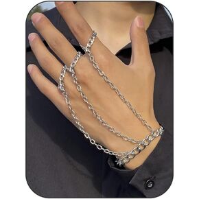 Punk Finger Ring Bracelet for Men Gothic Tassel Chain Hand Harness Adjustable Slave Bracelet Jewelry for Women Hip Hop Kurapika Cosplay Inspired Style in Saudi Arabia