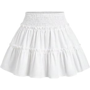 تنورة قصيرة مكشكشة ذات طبقات Y2k للنساء من GORGLITTER، تنانير مكشكشة مرنة عالية الخصر in Kuwait