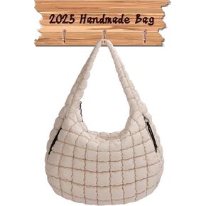 حقيبة حمل مبطنة منتفخة للنساء - حقيبة كروس منتفخة من النايلون ذات سعة كبيرة مع سحاب in Kuwait