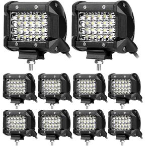 أضواء LED قرنة 4 بوصة 72 واط 10 قطع من أضواء الطريق مكعب رباعي الصف بقعة شعاع أدى ضوء بار العمل جرار القيادة ضوء الضباب للشاحنات سيارة ATV UTV SUV RV عربة الغولف بيك اب قارب دراجة نارية حافلة الثقيلة in Kuwait
