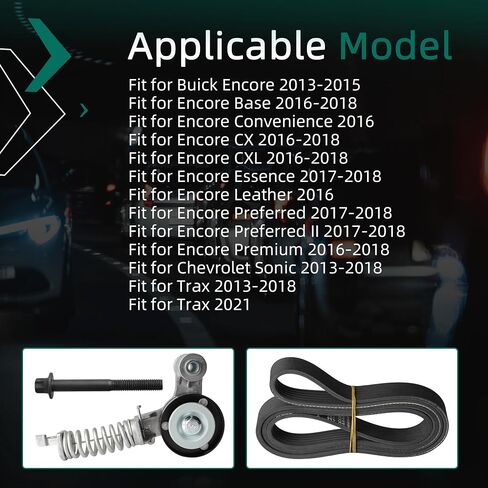 مجموعة محرك سير السربنتين مع مسمار مناسب لسيارة Buick Encore Fit لسيارة شيفروليه تراكس لسونيك 2013-2018 L4 1.4L، مجموعة مكونات محرك السير السربنتين OE # 90K-38344 K060544 6PK1383 in Saudi Arabia