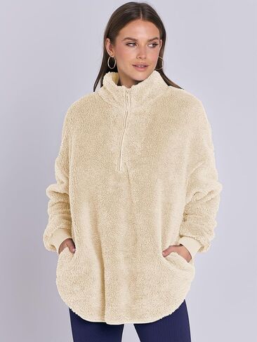 ANRABESS Women's Zip Up Sweatshirt Sherpa Fuzzy Fleece Hoodies Cozy Pullover Soft Sweaters Tops 2024 Fall Trendy Clothes in Saudi Arabia