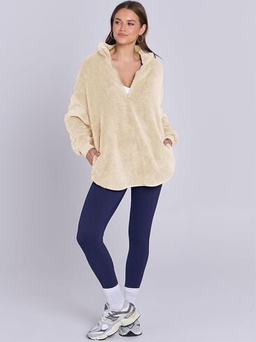 ANRABESS Women's Zip Up Sweatshirt Sherpa Fuzzy Fleece Hoodies Cozy Pullover Soft Sweaters Tops 2024 Fall Trendy Clothes in Saudi Arabia