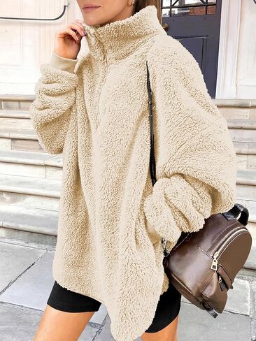 ANRABESS Women's Zip Up Sweatshirt Sherpa Fuzzy Fleece Hoodies Cozy Pullover Soft Sweaters Tops 2024 Fall Trendy Clothes in Saudi Arabia