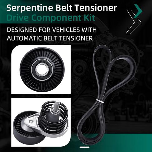 Belt Tensioner Pulley Serpentine Driver Belt Kit Fit for Ford F150/F250/F350/Bronco V8 5.0L GAS 1993-1996 K060990 38123 38015 in Saudi Arabia