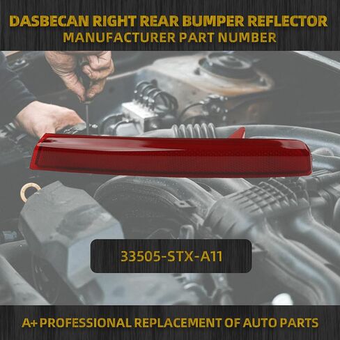 Dasbecan Right Rear Bumper Reflector Lamp Compatible with Acura MDX 2010-2013 Passenger Side Reflector Light Trim Replaces# 33505-STX-A11 33505STXA11 in Saudi Arabia