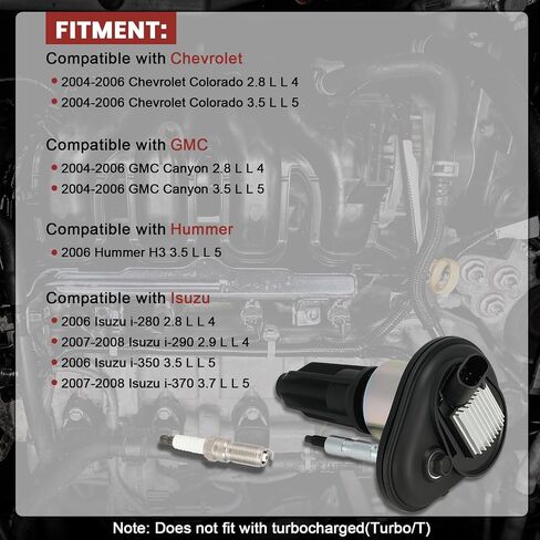 حزمة ملف الإشعال UF303 ومجموعة شمعات الإشعال إيريديوم مكونة من 5 قطع متوافقة مع Chevy Colorado GMC Canyon Hummer H3 Isuzu i-350 2004 2005 2006 3.5L L5، استبدال #، 12568062، 19300921 in Saudi Arabia