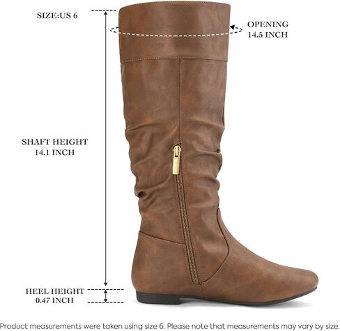 Rollda SUEDI Women's Slouchy Knee High Boots Pull On Flat Boots Side Zipper Fall Boots for Women in Kuwait