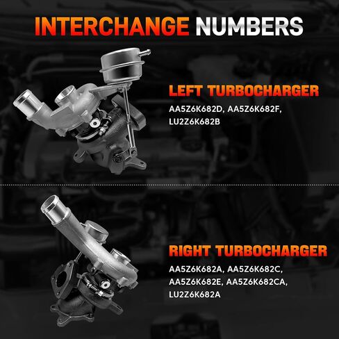 AA5Z6K682CA Left & Right Turbocharger Assembly with Gaskets Compatible with Ford Explorer Flex Taurus 2009-2015, Lincoln MKS MKT 2010-2019, 3.5L Ecoboost V6, Replace # AA5Z6K682D, AA5Z6K682A in Saudi Arabia
