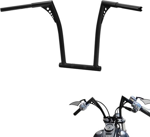 TCT-MOTORPARTS Black 1-1/4'' Ape Hanger 18" Rise Handlebar Fits for Harley Dyna Street Bob FXDB in Saudi Arabia