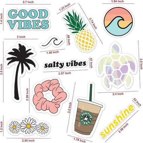 Canopy Street Let's Go Everywhere Cute VSCO Girl Stickers for Water Bottles, laptops & Cell Phones / 11 Waterproof Stickers in Saudi Arabia