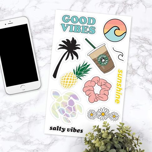 Canopy Street Let's Go Everywhere Cute VSCO Girl Stickers for Water Bottles, laptops & Cell Phones / 11 Waterproof Stickers in Saudi Arabia