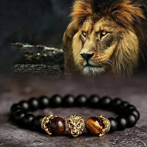 The Guardian - Son's Tiger Eye Protection Bracelet From Mom And Dad, Adjustable natural stone Bead Stainless Lion's head Crown Bracelets fashion Christmas Birthday Gift Jewelry in Saudi Arabia