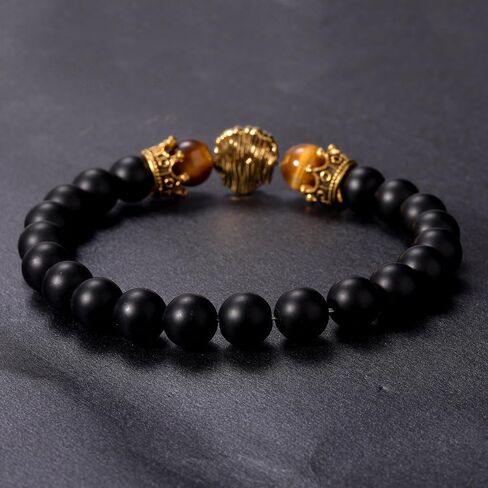 The Guardian - Son's Tiger Eye Protection Bracelet From Mom And Dad, Adjustable natural stone Bead Stainless Lion's head Crown Bracelets fashion Christmas Birthday Gift Jewelry in Saudi Arabia