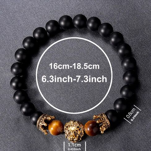 The Guardian - Son's Tiger Eye Protection Bracelet From Mom And Dad, Adjustable natural stone Bead Stainless Lion's head Crown Bracelets fashion Christmas Birthday Gift Jewelry in Saudi Arabia