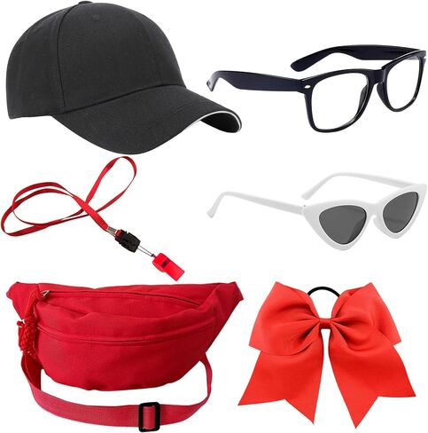 7 Pcs Guard Costume Set Include Baseball Cap Guard Fanny Pack 2 Pcs Sunglasses Large Ponytail Bow Tie Whistle and Rope in Kuwait