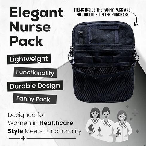 حقيبة ممرضة فاني 4 في 1 وحقيبة ممرضة | منظم الأدوات الطبية مع جيوب للشريط والمقص وسماعة الطبيب ومستلزمات الطوارئ وحقيبة الخصر لمحترفي الرعاية الصحية in Kuwait