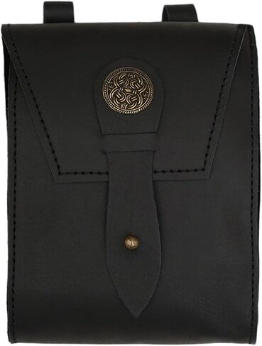 حقيبة حزام من الجلد المحبب بالكامل للرجال والنساء | حقيبة LARP مصنوعة يدويًا من العصور الوسطى مع إبزيم للحفلات التنكرية ومعرض عصر النهضة (حقيبة الذئب المغامر) in Kuwait