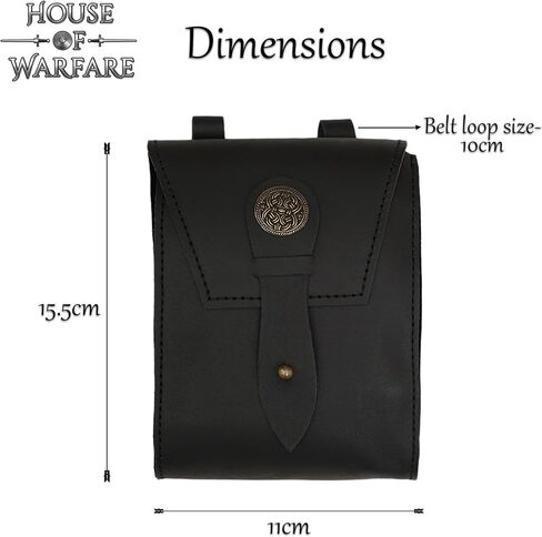 حقيبة حزام من الجلد المحبب بالكامل للرجال والنساء | حقيبة LARP مصنوعة يدويًا من العصور الوسطى مع إبزيم للحفلات التنكرية ومعرض عصر النهضة (حقيبة الذئب المغامر) in Kuwait