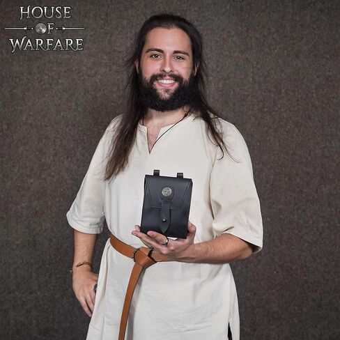 حقيبة حزام من الجلد المحبب بالكامل للرجال والنساء | حقيبة LARP مصنوعة يدويًا من العصور الوسطى مع إبزيم للحفلات التنكرية ومعرض عصر النهضة (حقيبة الذئب المغامر) in Kuwait