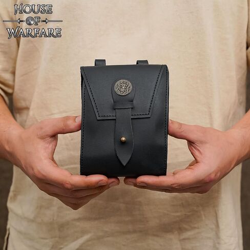 حقيبة حزام من الجلد المحبب بالكامل للرجال والنساء | حقيبة LARP مصنوعة يدويًا من العصور الوسطى مع إبزيم للحفلات التنكرية ومعرض عصر النهضة (حقيبة الذئب المغامر) in Kuwait