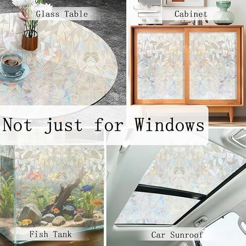 Window Privacy Film Rainbow Film Decorative, 3D Static Stained Glass Cling Tint, Suncatcher Window Tint Sticker for Home Bathroom Office Decor Non-Adhesive Easy Installation 11.8 x 39.3 inches in Saudi Arabia
