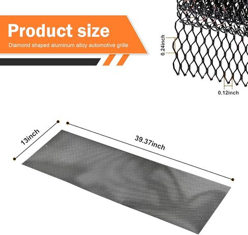 SLIMI 1 PC Car Grill Mesh Sheet, Aluminum Bumper Grille Insert Mesh, 39.37"×13" Bumper Air Intake Grids Net, Universal Auto Protective Net for Most Cars, SUVs, Trucks (Black) in Saudi Arabia